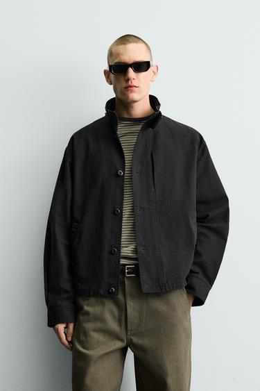 BOXY FIT COTTON BOMBER JACKET - Black by Zara