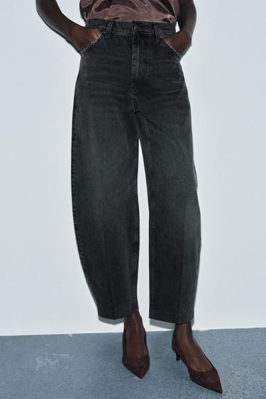 JEANS ZW COLLECTION BARREL TIRO ALTO - Negro de Zara