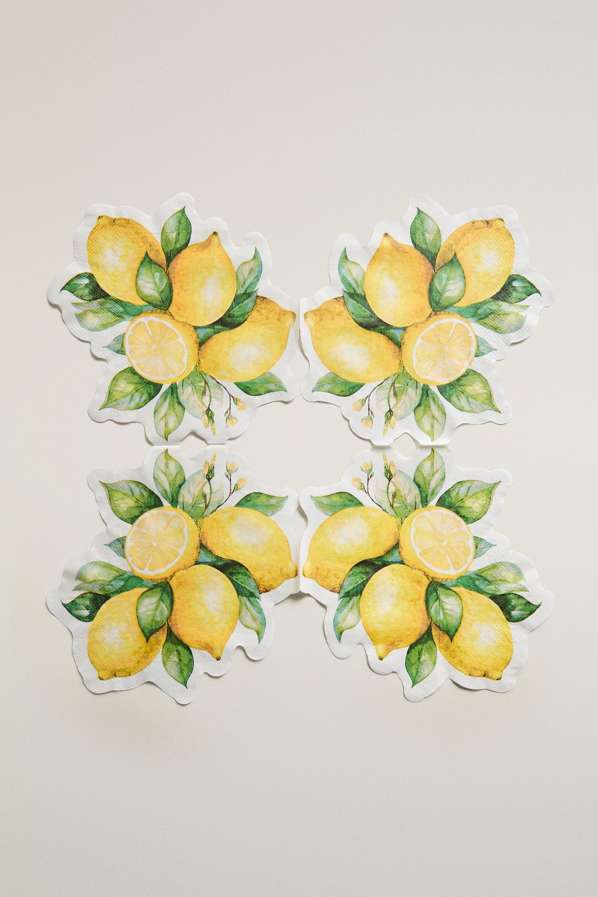 LOT DE 20 SERVIETTES EN PAPIER CITRONS