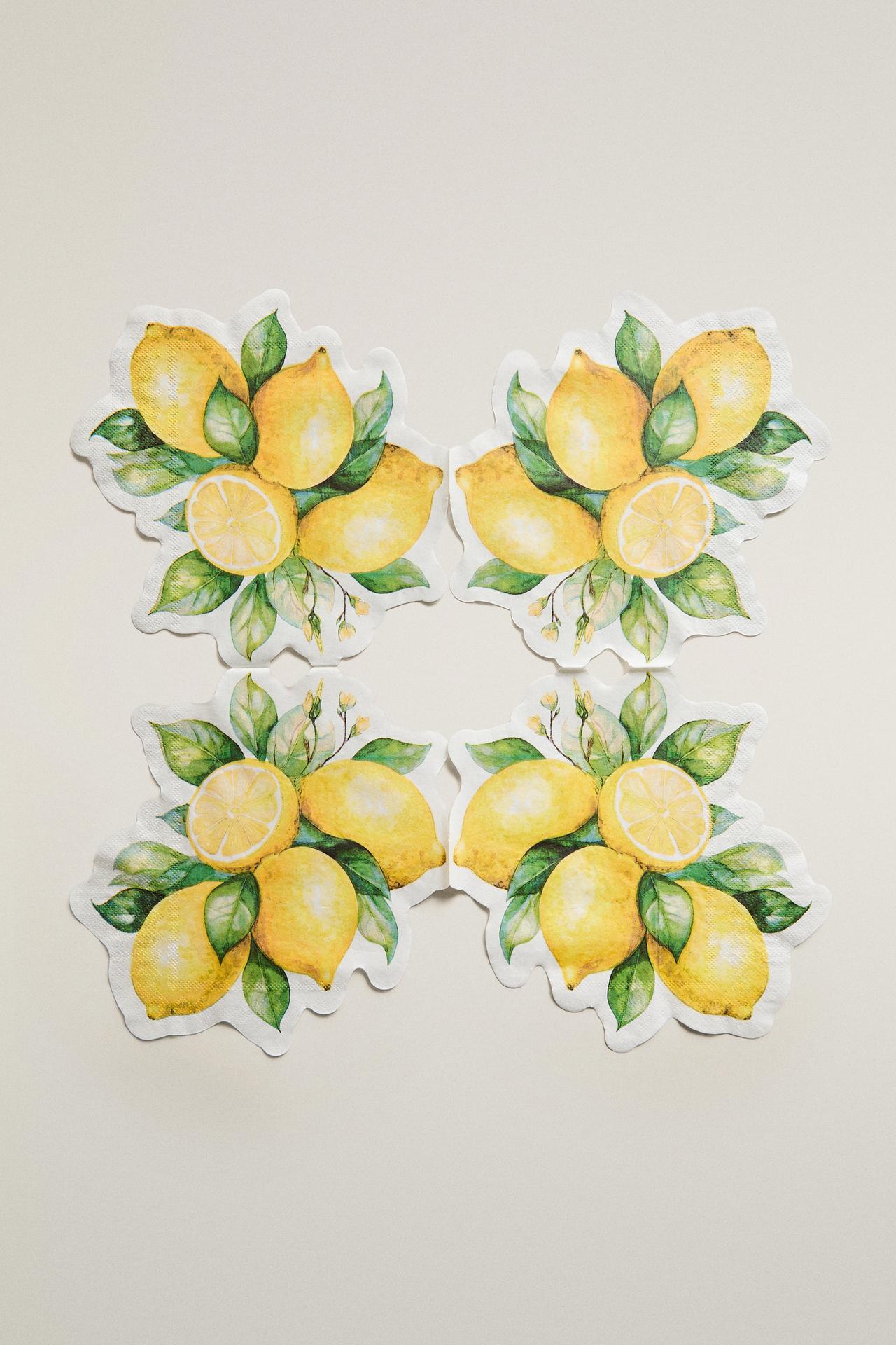 LEMON PRINT PAPER NAPKINS (PACK OF 20) — Yellow