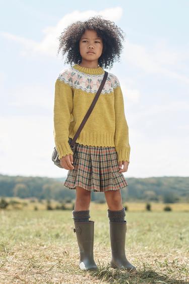 LIMITED EDITION GRECA PRINT JUMPER WITH WOOL - Lime by Zara