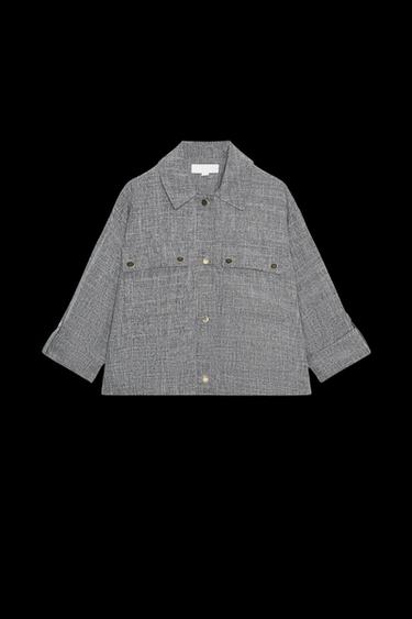 CHAQUETA SAFARI JASPEADA - Gris vigoré de Zara
