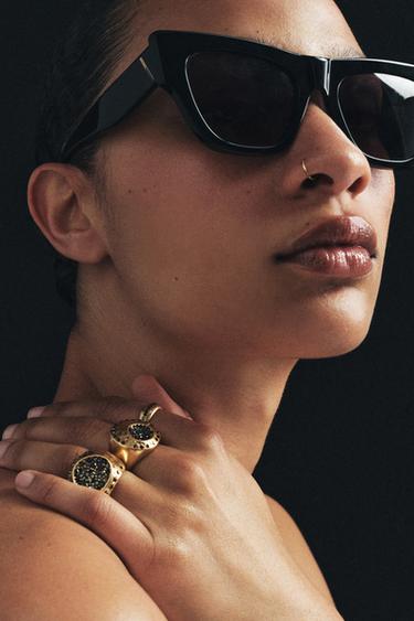 LOT DE 3 BAGUES MÉTALLIQUES BRILLANTES - Doré de Zara - Image 2