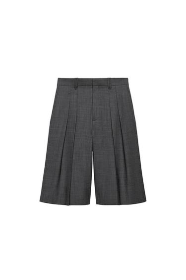 ZW COLLECTION WOOL BLEND TAILORED BERMUDA SHORTS - Grey marl by Zara