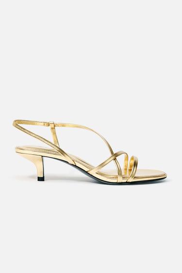 SANDALIA KITTEN PIEL - Oro de Zara