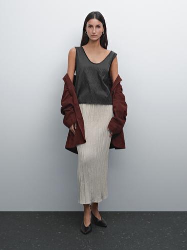 Zara Flowing pleated midi skirt - Ecru