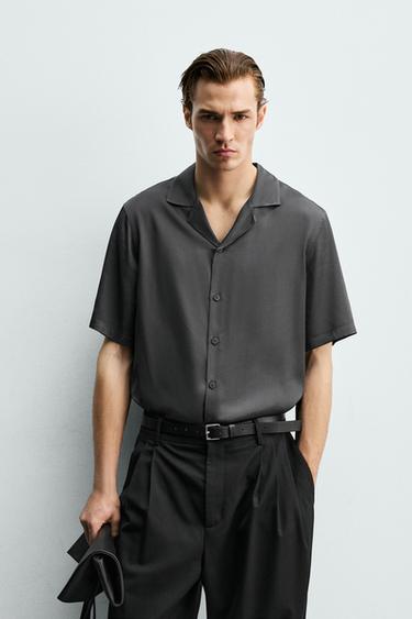 Zaras GLÄTTAD SKJORTA RELAXED FIT - Grå