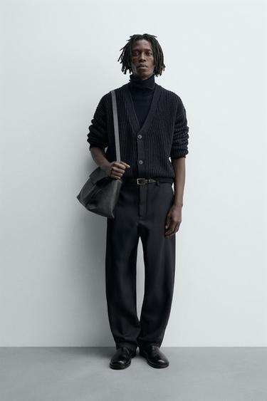 RIBBED TEXTURED CARDIGAN - Dark navy by Zara