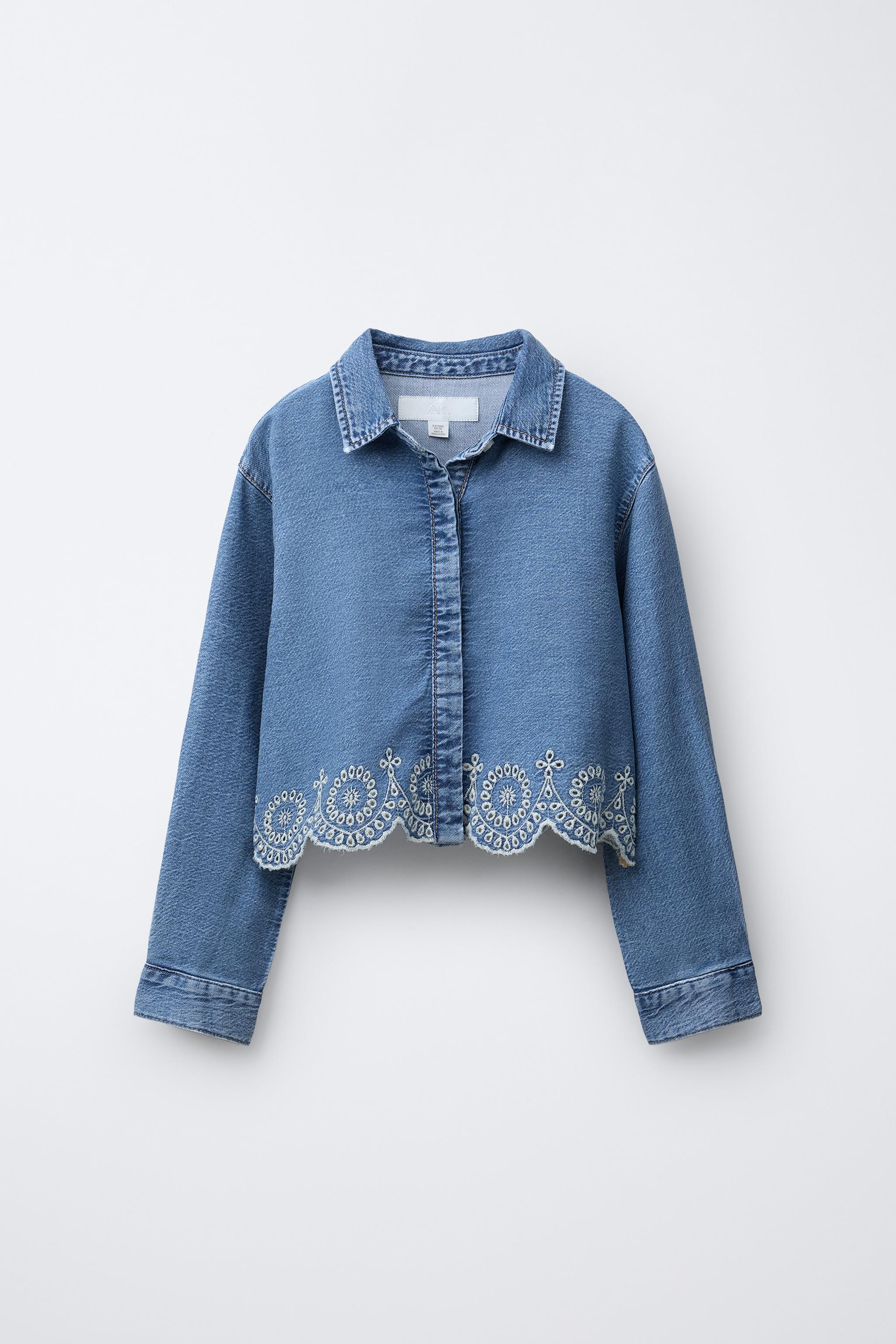 SCHIFFLY HEM DENIM SHIRT - Blue | ZARA United States