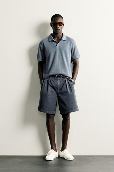 POLO REGULAR FIT ESTRUCTURA VERTICAL - Gris azul de Zara