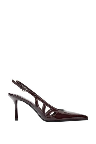 OPEN HIGH-HEEL SLINGBACK SHOES - Burgundy Red by Zara