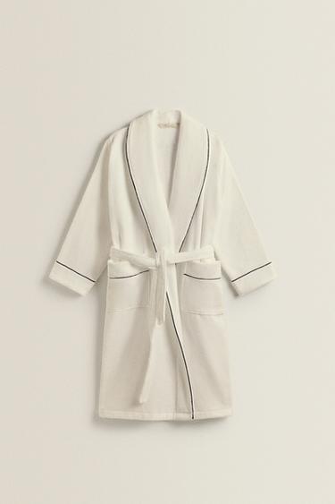BATHROBE WITH PIPING (400 GXM²) - Black by Zara