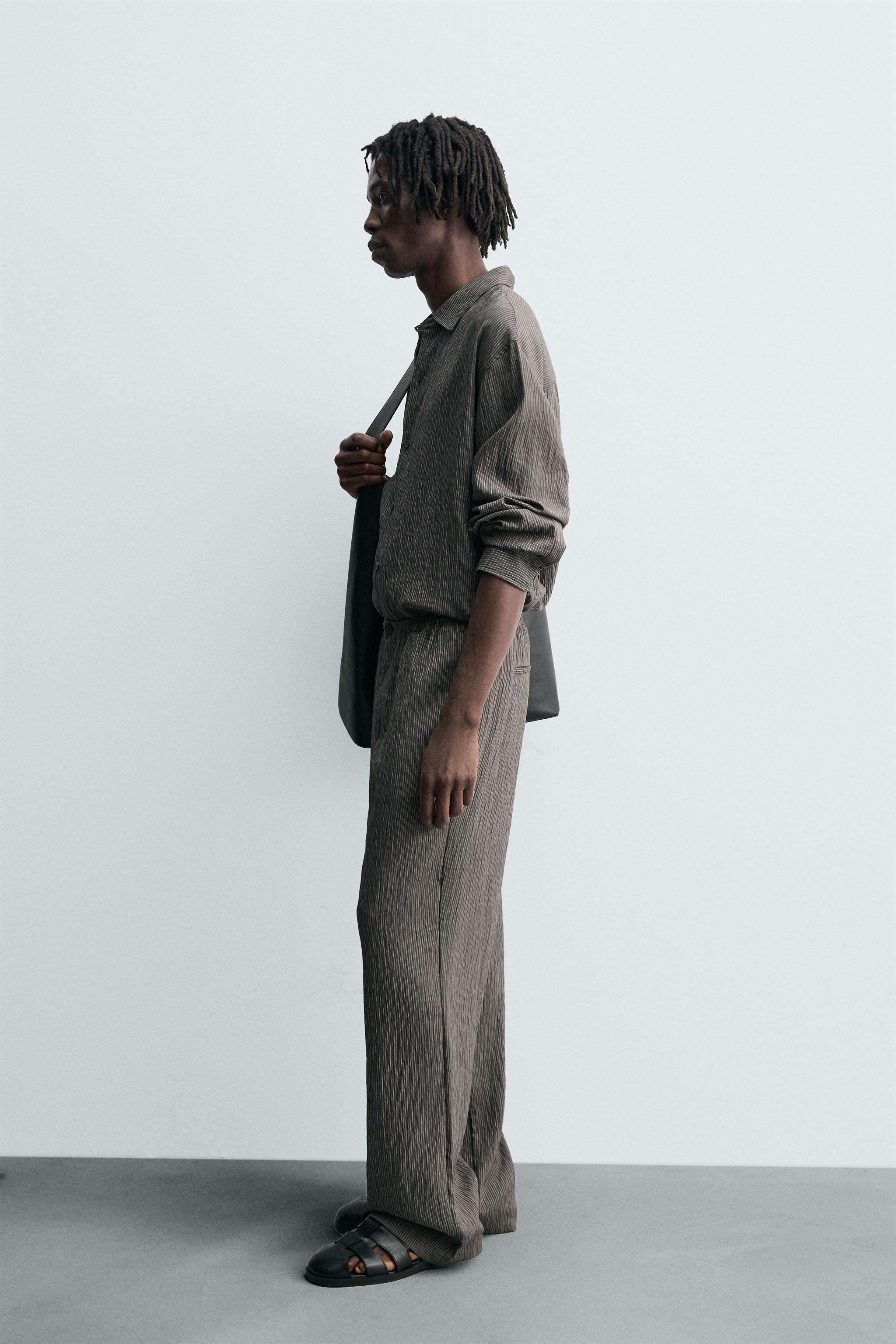 FLOWY WRINKLED EFFECT STRIPED SHIRT