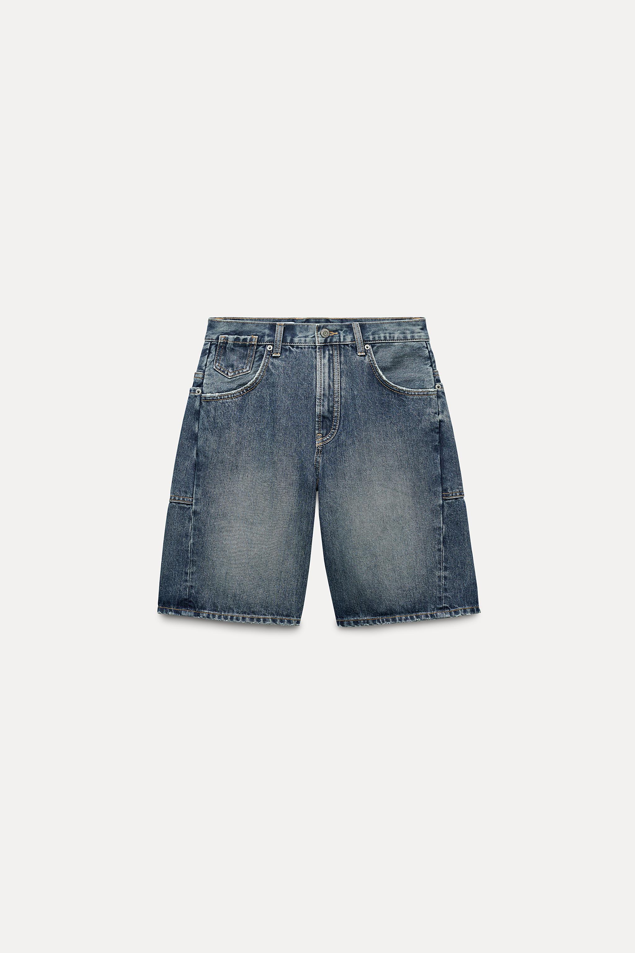 TRF LOW WAIST STRAP DENIM JORTS - Indigo | ZARA United States