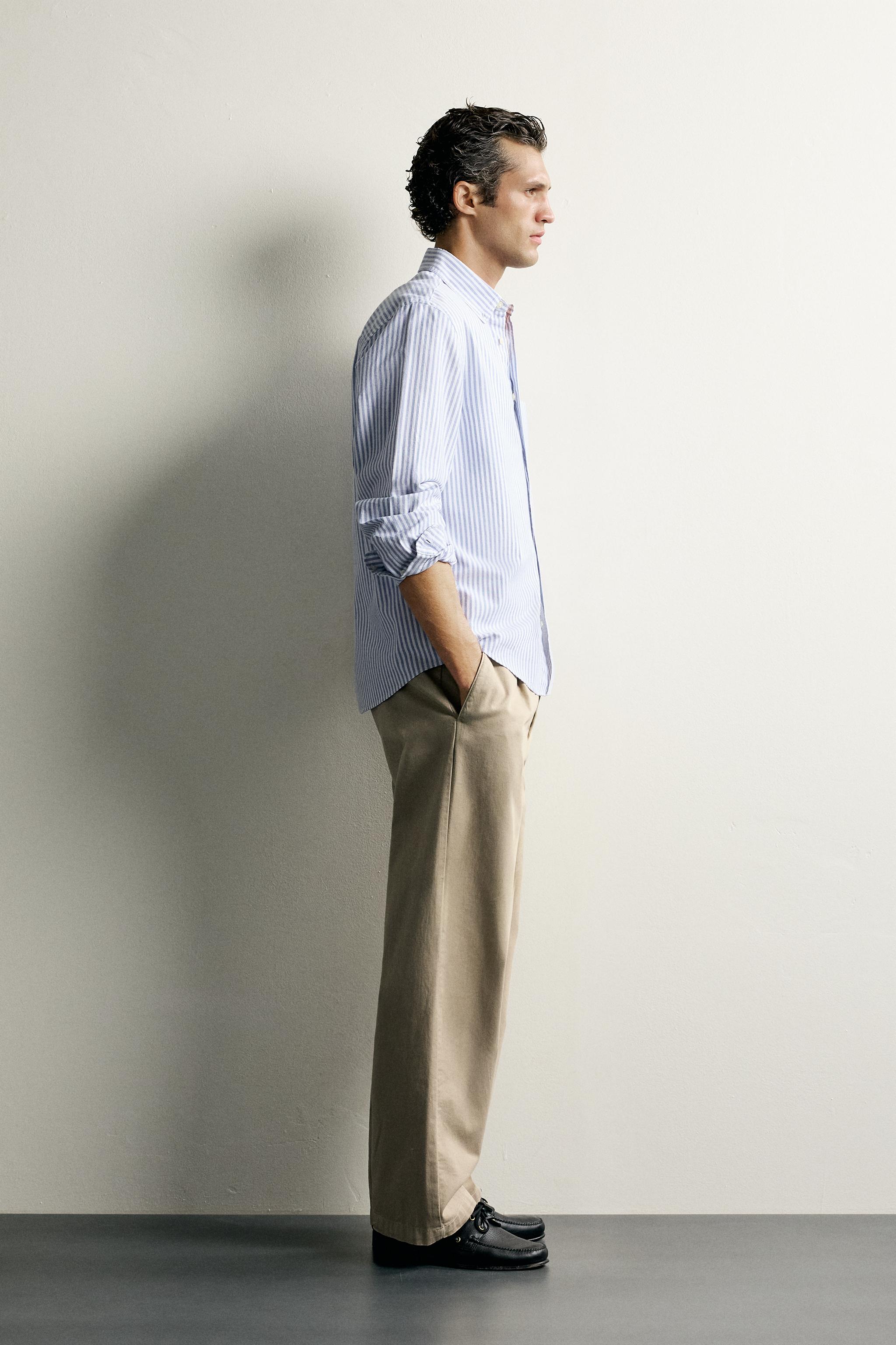 Мужские рубашки Zara REGULAR FIT TEXTURED OXFORD SHIRT — фото 4