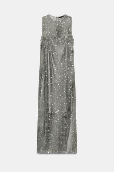 SEQUINNED MIDI DRESS - Grey by Zara