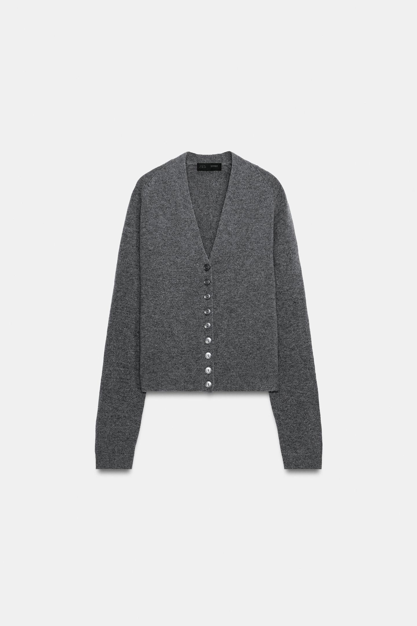 Женский кардиган Zara 100% Wool V-NECK, цвет: Серый — фото 5