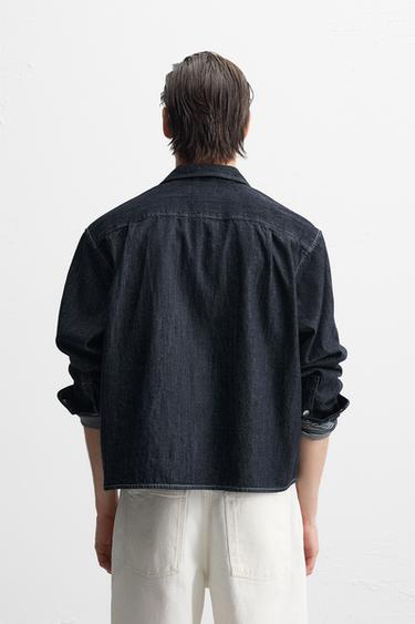 TOPSTITCHED DENIM SHIRT - Blue by Zara - Image 2