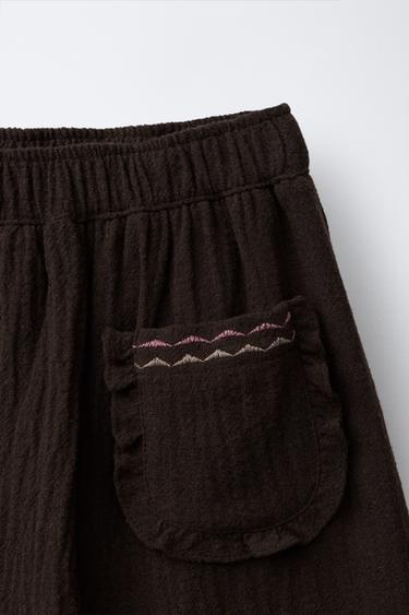 JUPE-SHORT POCHES VOLANTS - Marron de Zara - Image 2