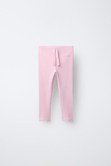 RIPPENSTRICK-LEGGINGS MIT KORDELZUG - Flieder zart von Zara