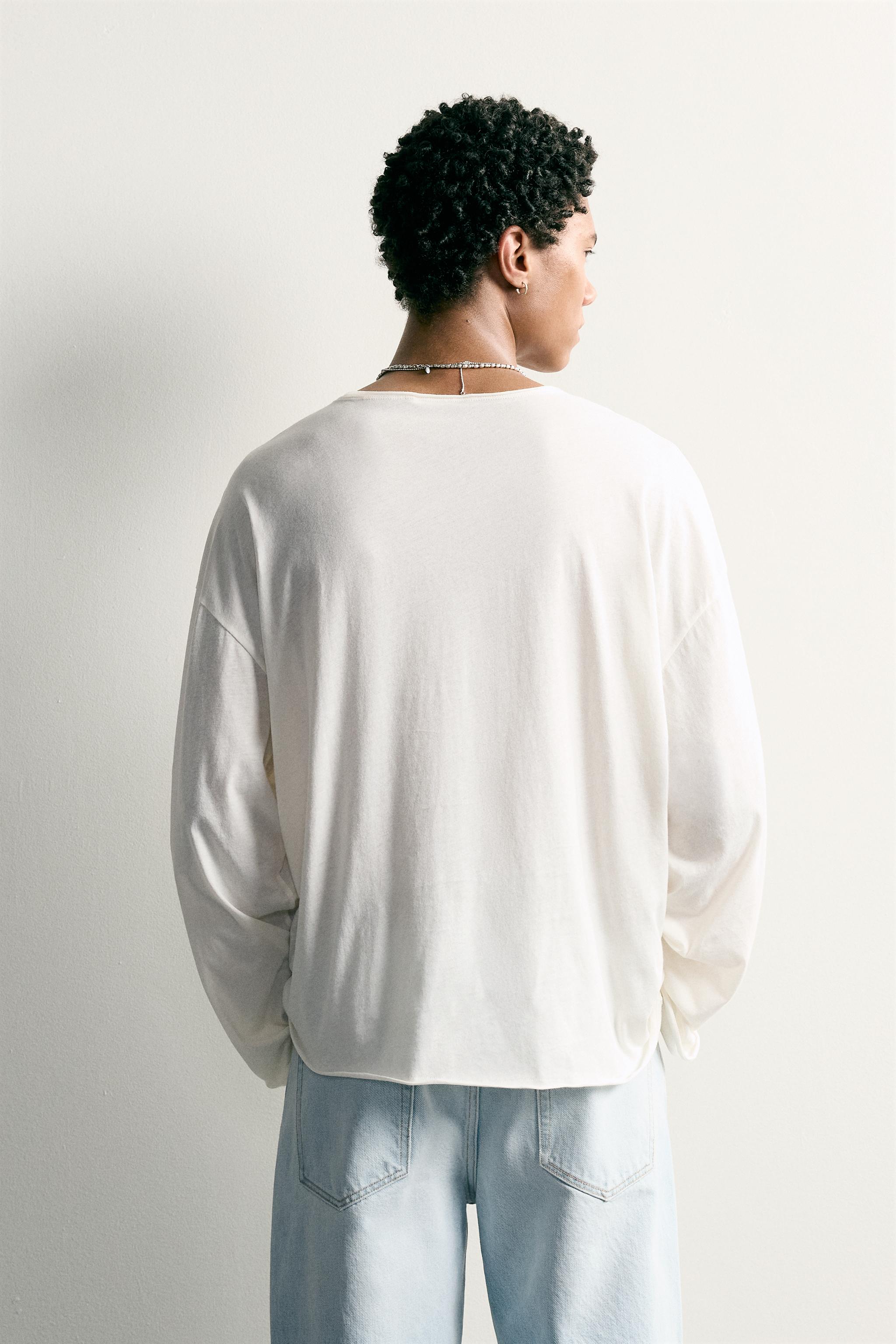 Мужские футболки Zara FLOWY RELAXED FIT T-SHIRT — фото 3
