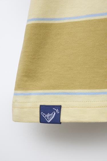 T-SHIRT À RAYURES ET ÉTIQUETTE - Jaune de Zara - Image 3