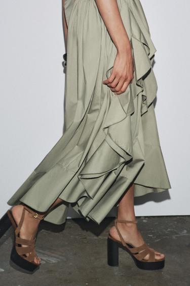 CONTRAST BELTED DRESS - Khaki by Zara - Image 4