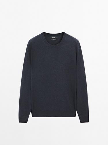 Zara Cashmere knit sweater with a crew neck - Navy blue