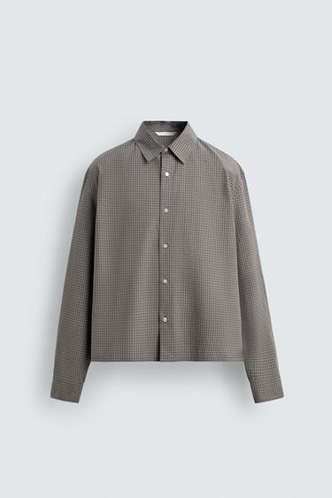 ボクシーフィットチェックシャツブラウン/モールZaraのボクシーフィットチェックシャツ - ブラウン/モール 