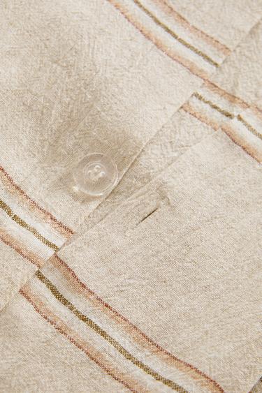 DYED THREAD STRIPED DUVET COVER - Light beige by Zara - Image 3