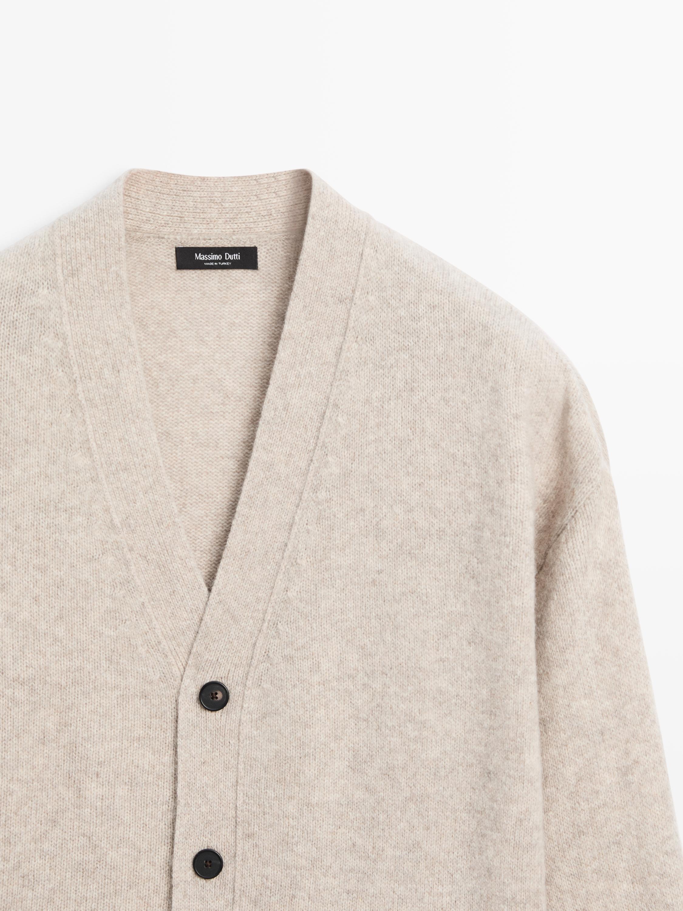 Wool blend V-neck knit cardigan