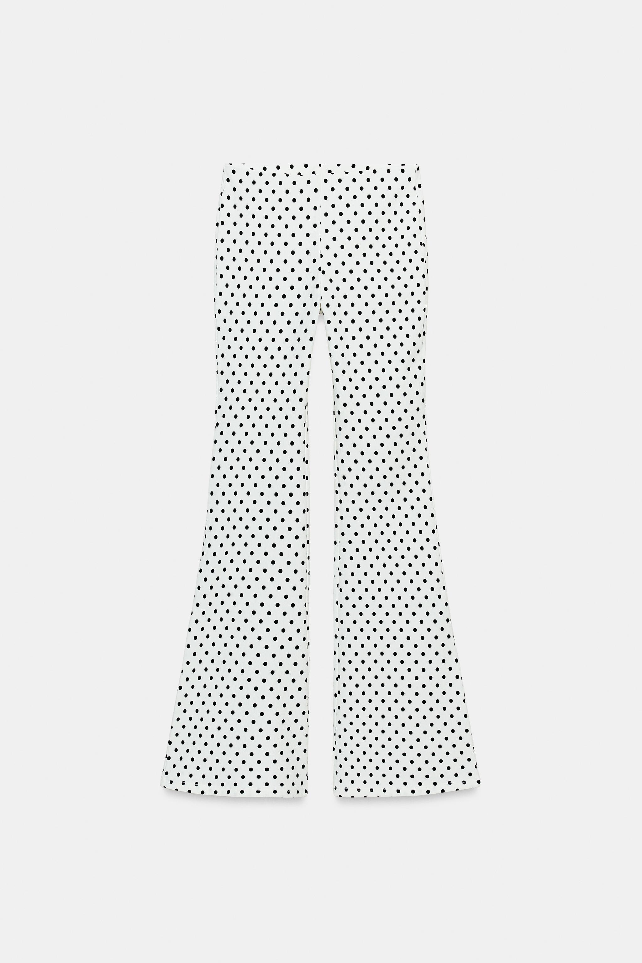 Zara Esnek Puantiyeli Çan Paça Pantolon görsel 5
