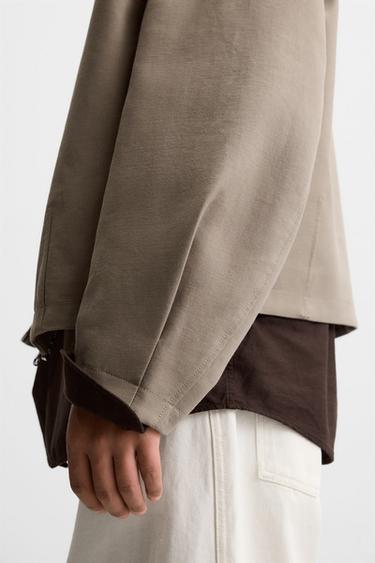 CONTRAST RELAXED FIT JACKET - Taupe grey by Zara - Image 5