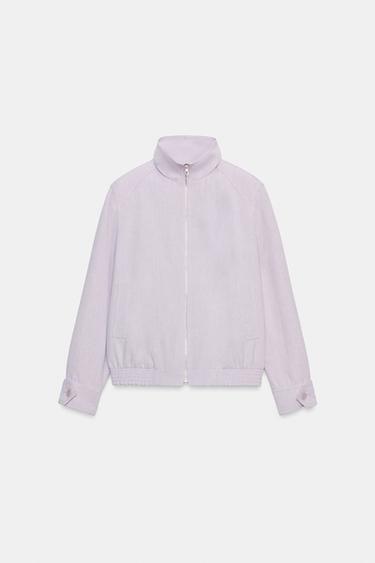 BLOUSON BOMBER AVEC LIN ZW COLLECTION - Mauve de Zara - Image 6