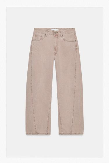 ДЖИНСИ TRF BAGGY BALLOON ІЗ СЕРЕДНЬОЮ ПОСАДКОЮ - Бляклий рожевий Zara