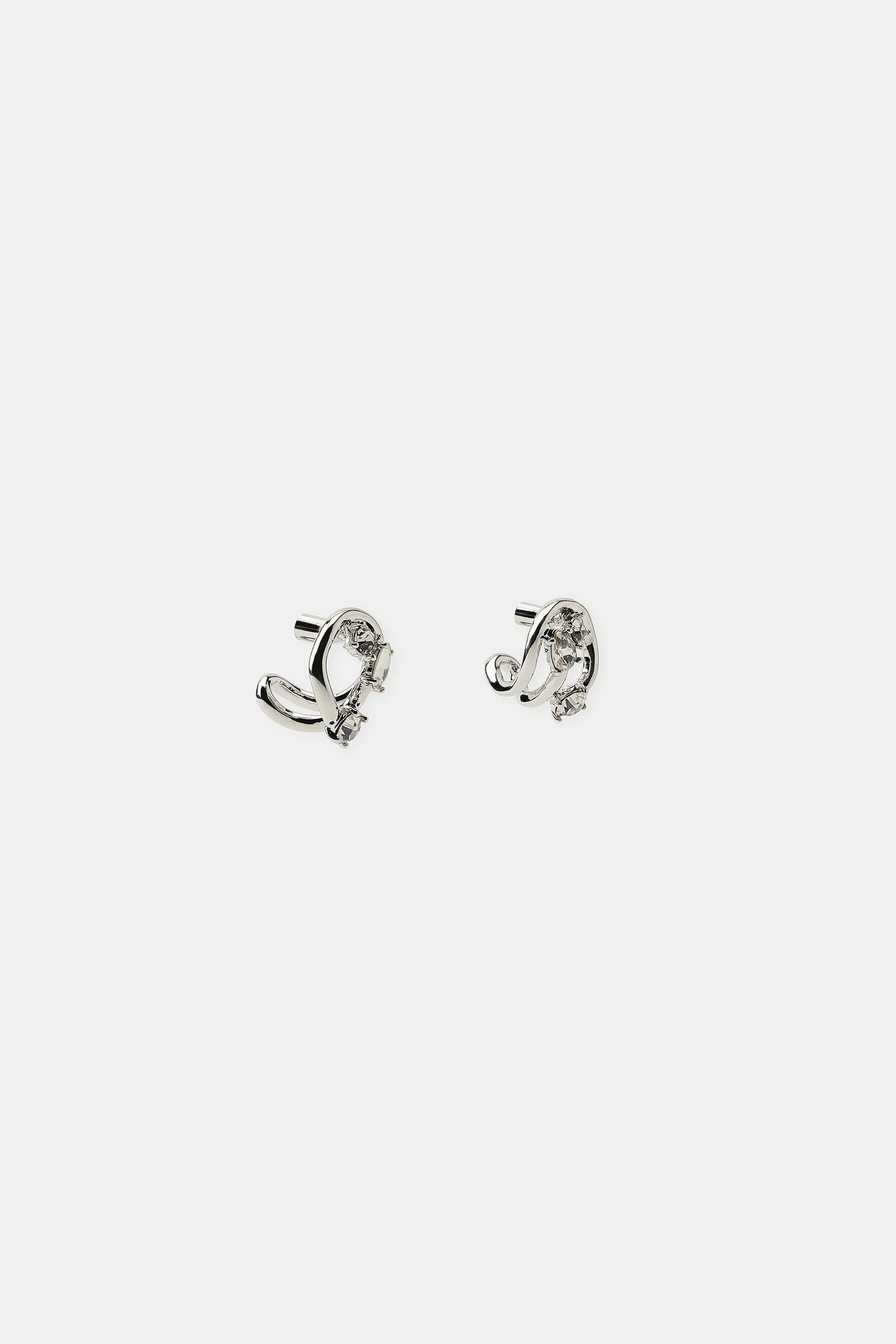 Женские серьги Zara Metallic Circular Rhinestone, цвет: Серебряный — фото 5