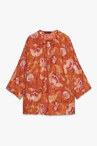 CHEMISE FROISSÉE RAMIE 100 % ZW COLLECTION - Orange de Zara - Image 4
