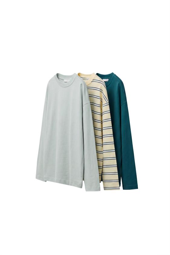 3-PACK OF PLAIN AND STRIPED T-SHIRTS - Light yellow by Zara - Image 0
