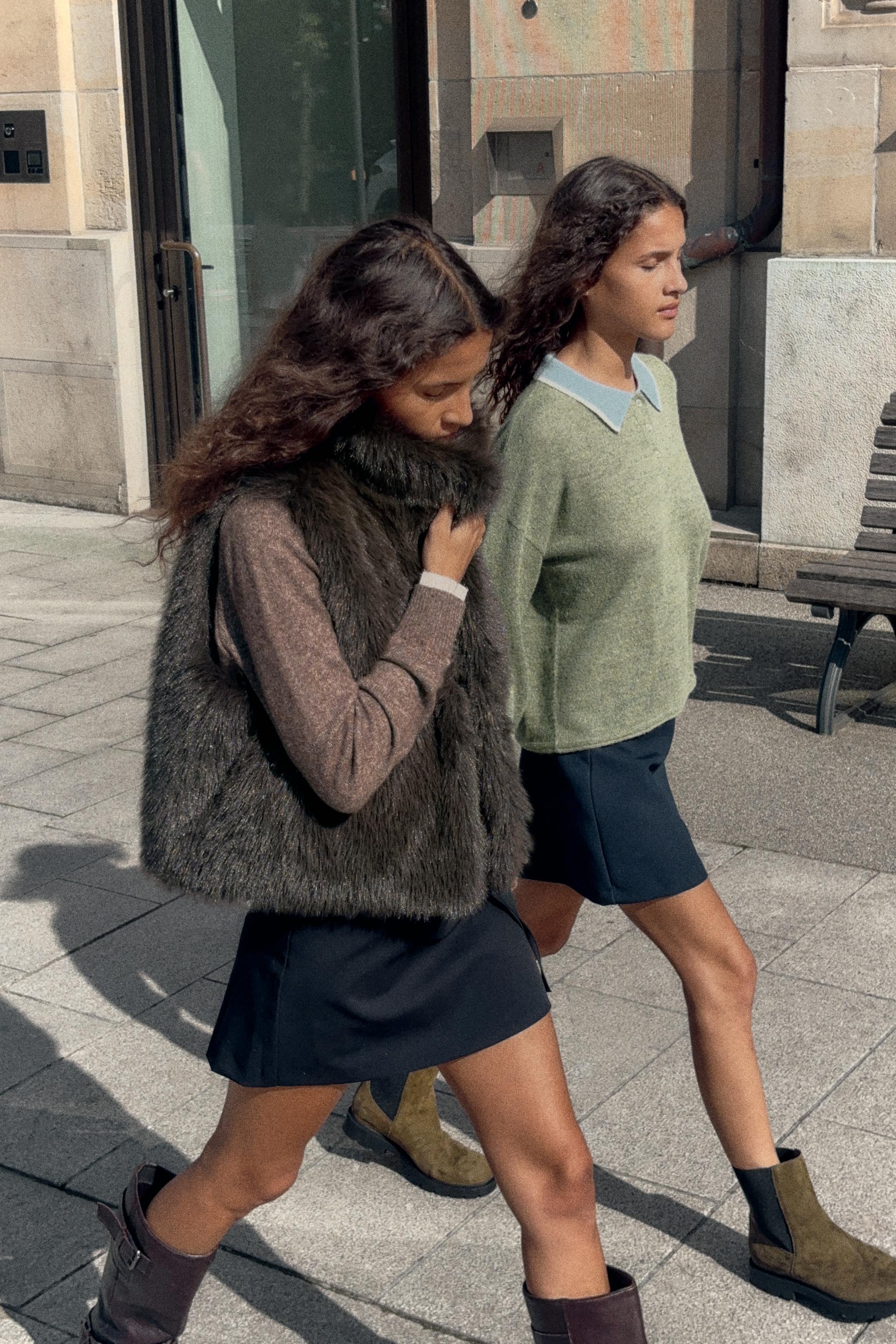 フェイクファーベスト - モールグレー | ZARA Japan / 日本