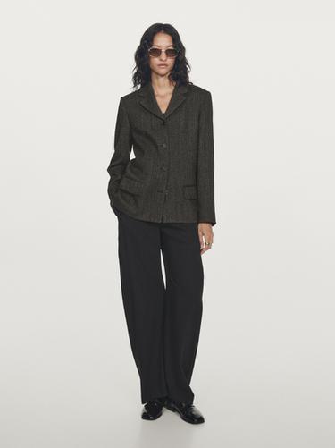 Americana espiga mezcla lana - Marrón de Zara