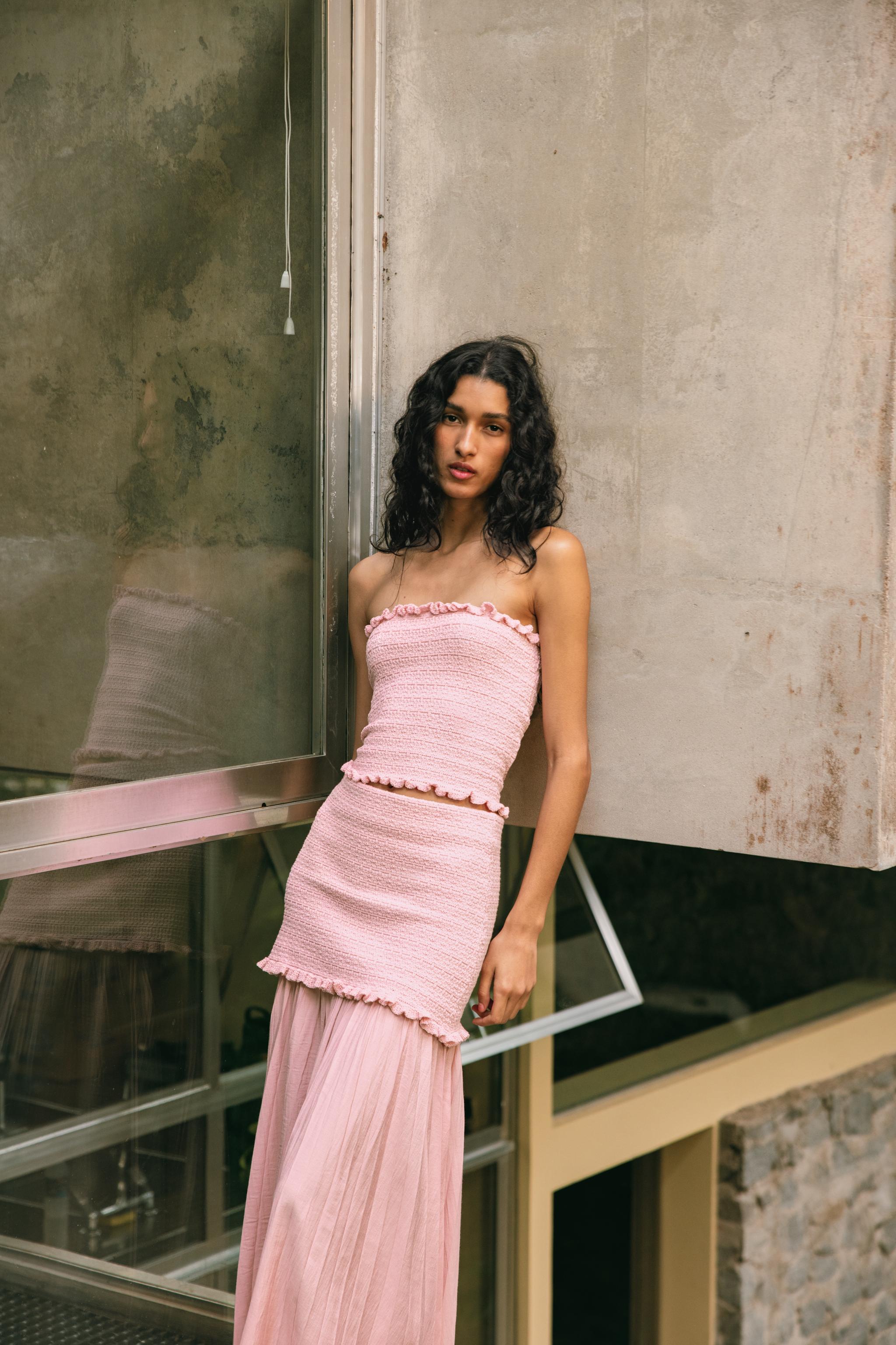 KNIT BANDEAU TOP Pink ZARA Australia - Main Image