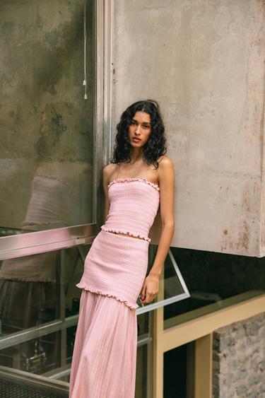 Zara KNIT BANDEAU TOP - Pink
