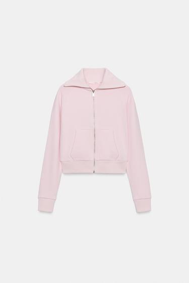 ZIP-UP PLUSH JACKET - Pastel pink by Zara