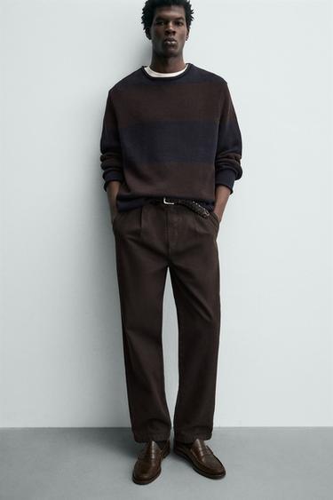 PANTALON STRAIGHT FIT À PLIS - Marron de Zara - Image 5
