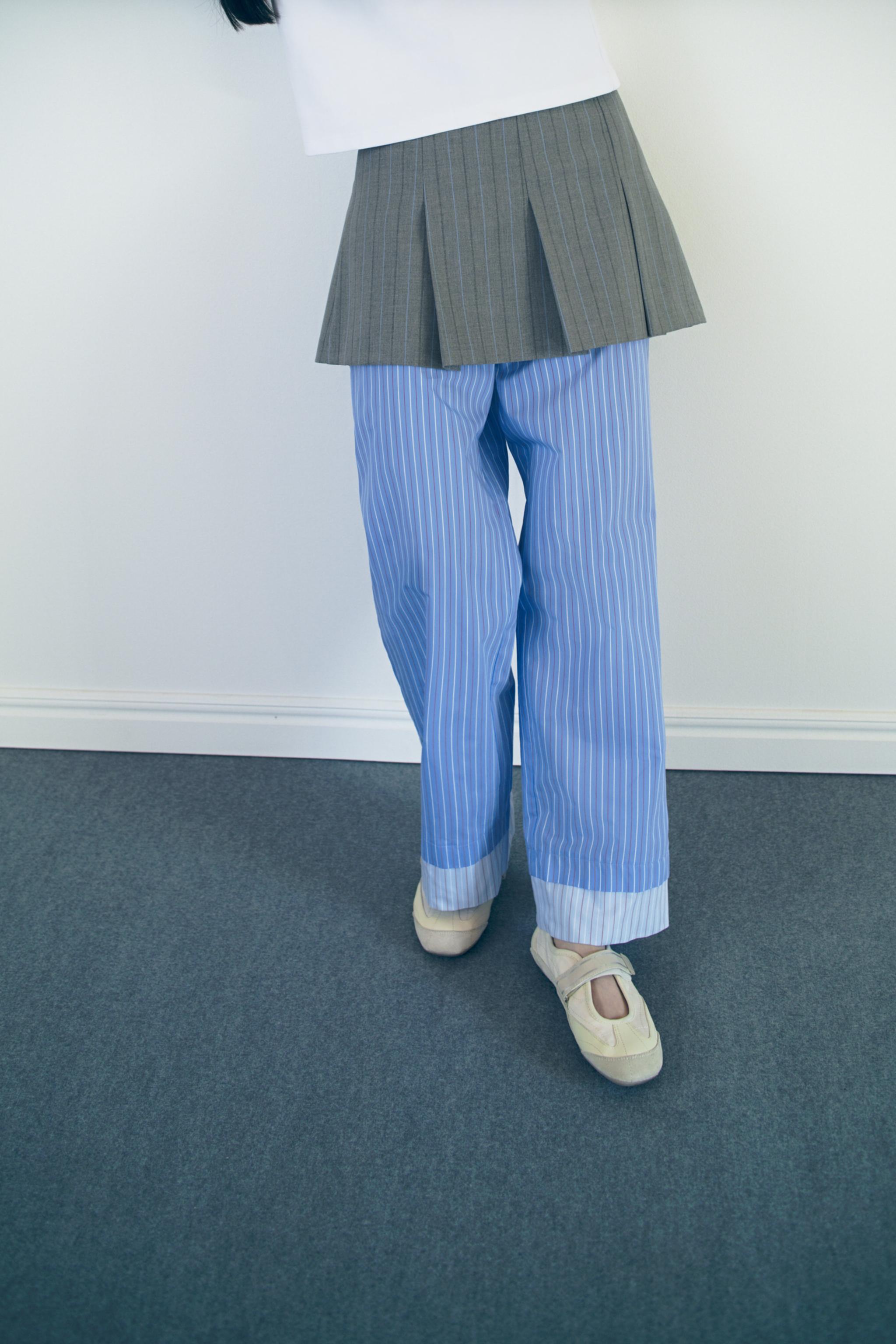 ストライプ柄パジャマ風パンツ - 青色/白色 | ZARA Japan / 日本