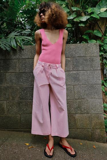 STRIPED CULOTTES - Pink / White by Zara - Image 2