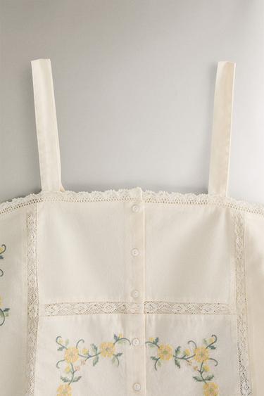 TOP COTON BRODERIES - Écru de Zara - Image 1