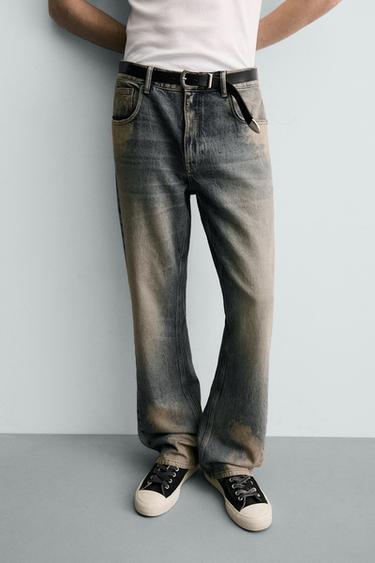 STAINED WASH FLARE FIT JEANS - Ink blue by Zara - Image 5