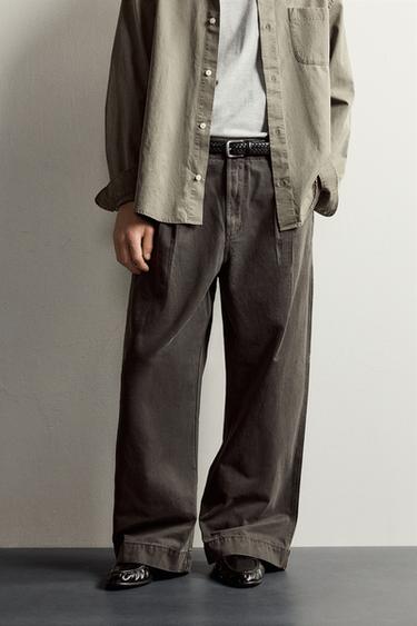 WIDE-FIT CHINO PANTS — Brown 2