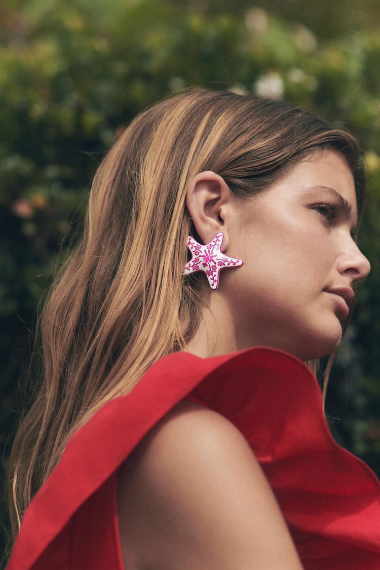узбечка волосатая СЕРЬГИ «ЗВЕЗДЫ» - БЕЛЫЙ | ZARA Узбекистан